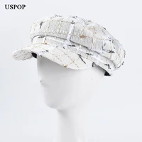 uspop new women caps plaid newsboy caps fashion falt visor caps vintage military caps