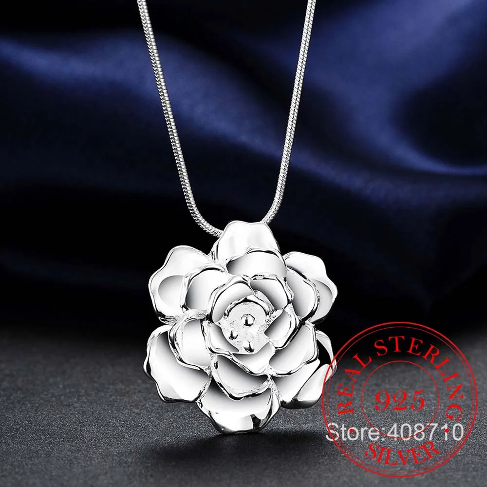 925 Sterling Silver Lotus Necklaces &amp Pendants For Women Elegant Flower Short Necklace Fine Jewelry Bijous | Украшения и