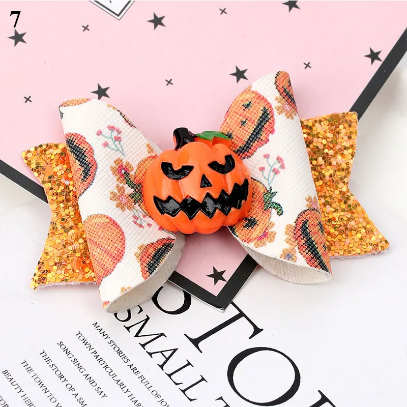 

Заколки для волос с бантом на Хэллоуин для девочек, мультяшная летучая мышь, тыква, женская заколка для волос на Хэллоуин с бабочкой, подарки...