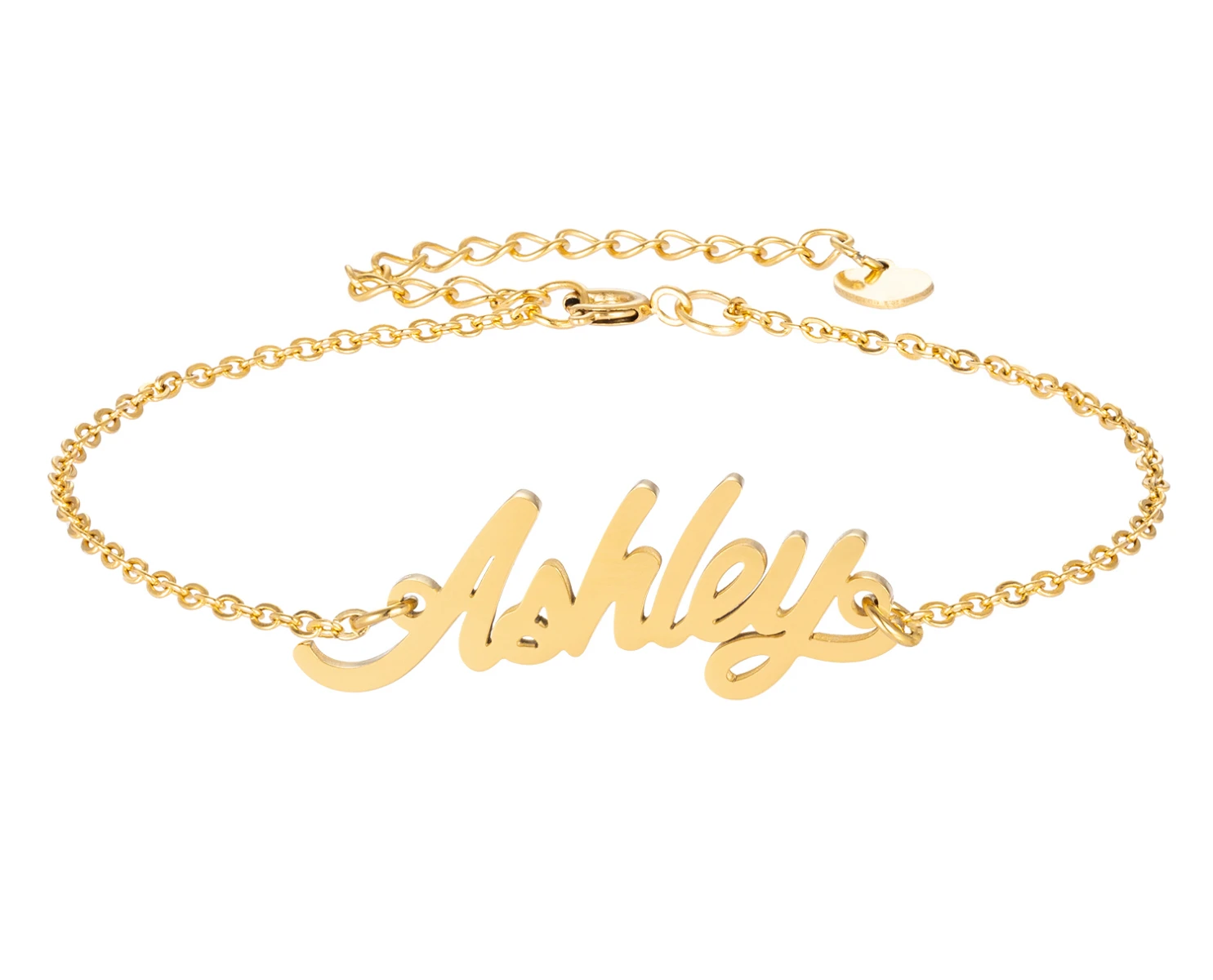 

Ashley Name Bracelet for Women Girl Jewelry Stainless Steel with Gold Plated Nameplate Charm Femme Mother Girlfriend Best Gift