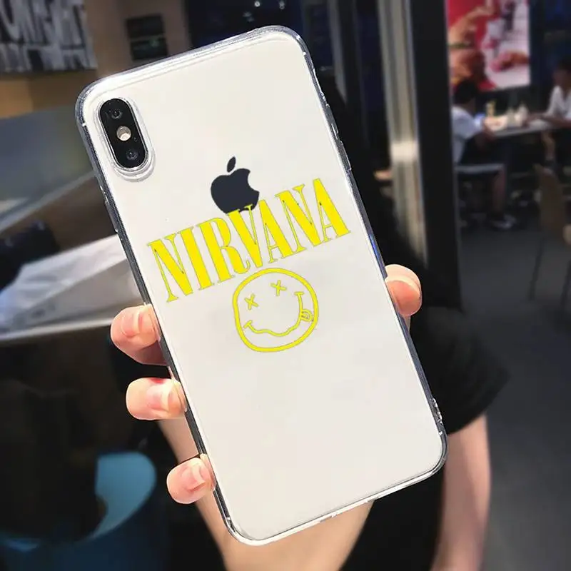 

NIRVANA Rock Roll Band Phone Case Transparent soft For iphone 5 6 7 8 11 12 s c se plus mini x xs xr pro max cover shell funda