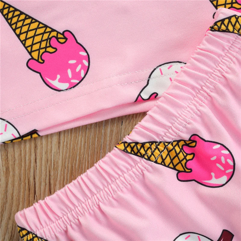 

2pcs Newborn Baby Girls Summer Cotton Clothes Sets,Casual Sweet Cute Ice Cream Print Short Sleeve T-Shirts+Shorts Set,0-24Months