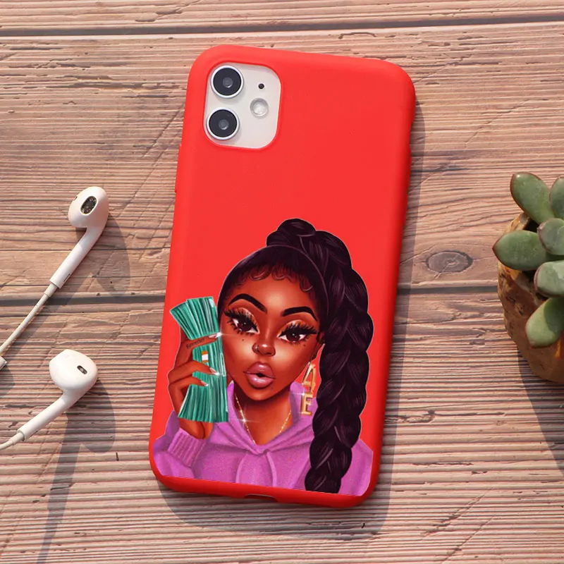 

Cute Black girl money funny black queen phone case for iPhone 11 pro max 6s 8 7 Plus 5s se X XS MAX XR Silicone Soft TPU Case