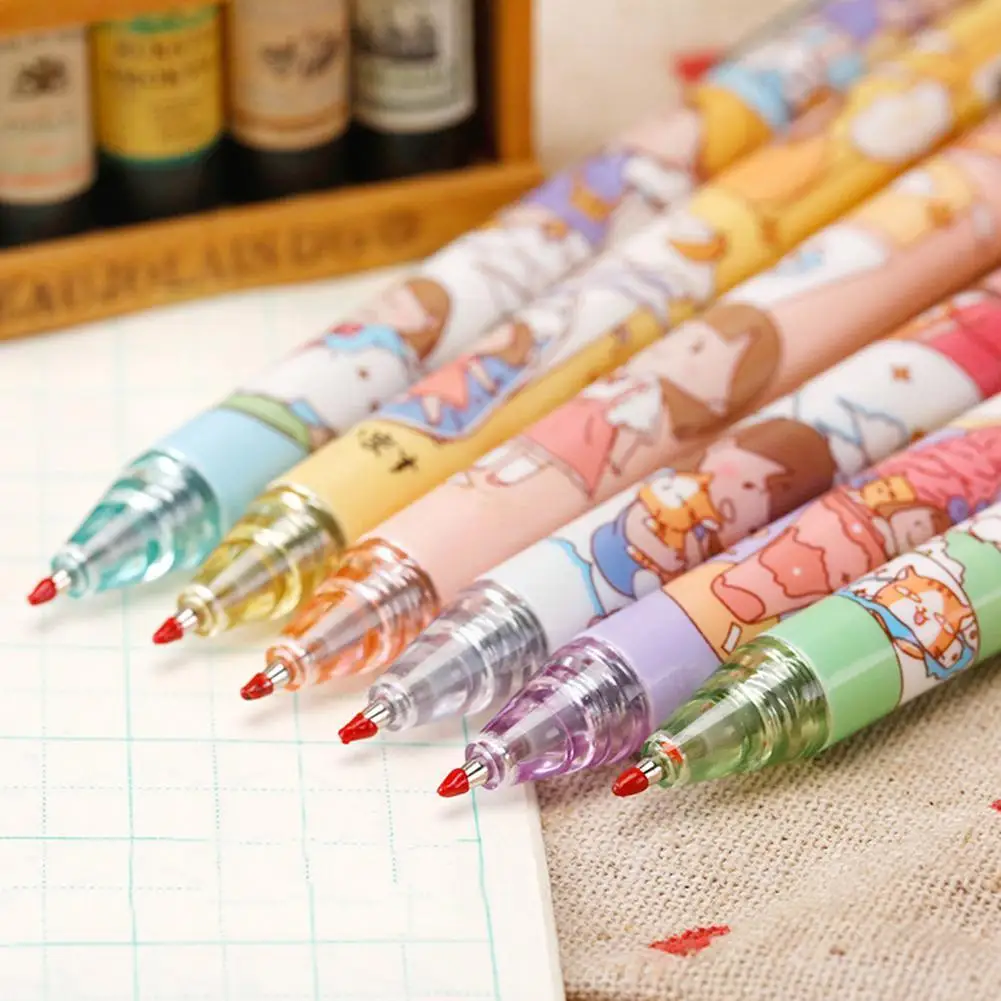 

1pcs Kawaii Cartoon Girls Press Gel Pen Cartoon 0.5mm Kids Gift Writing Stationery Black Office Pens Supply Ink School Graf S8V8