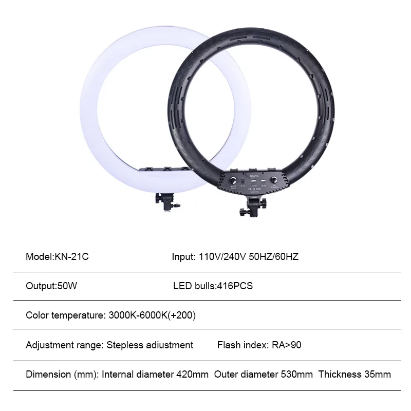 Светодиодный кольцевой светильник 21 дюйм 53 см 3000 6000K с регулируемой яркостью