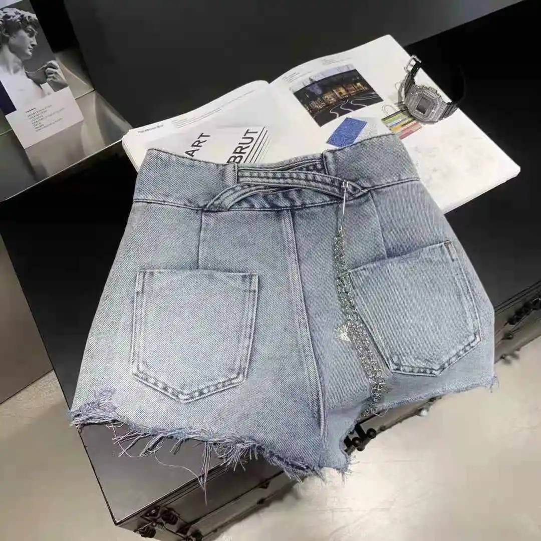 

2021 summer new design sense chain denim sexy women shorts short femme feminino