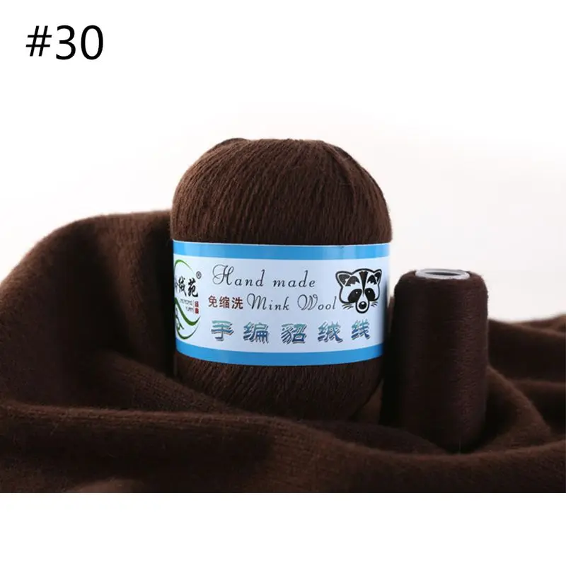 30 50g Soft Mink Wool Yarn Hand-knitted Luxury Cashmere Crochet Knitted Crochet Knitting Scarf M0XD - Color: 30