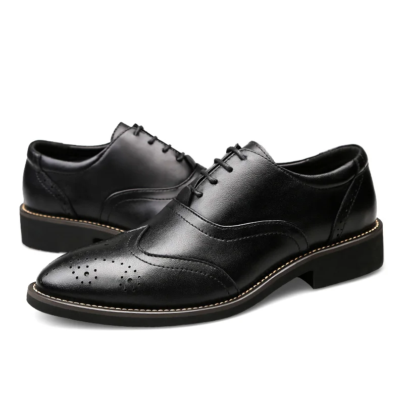 Brand Leather Men Derby Shoes Casual Brown Oxford High Quality Soft For Dress |