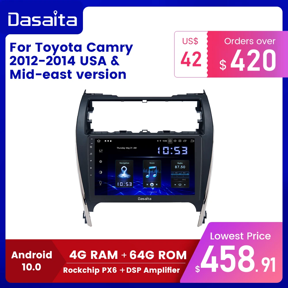 Dasaita 10 2 &quotIPS автомобильный Android 0 1 din плеер для Toyota Camry 2012 2013 2014 США и средний восток