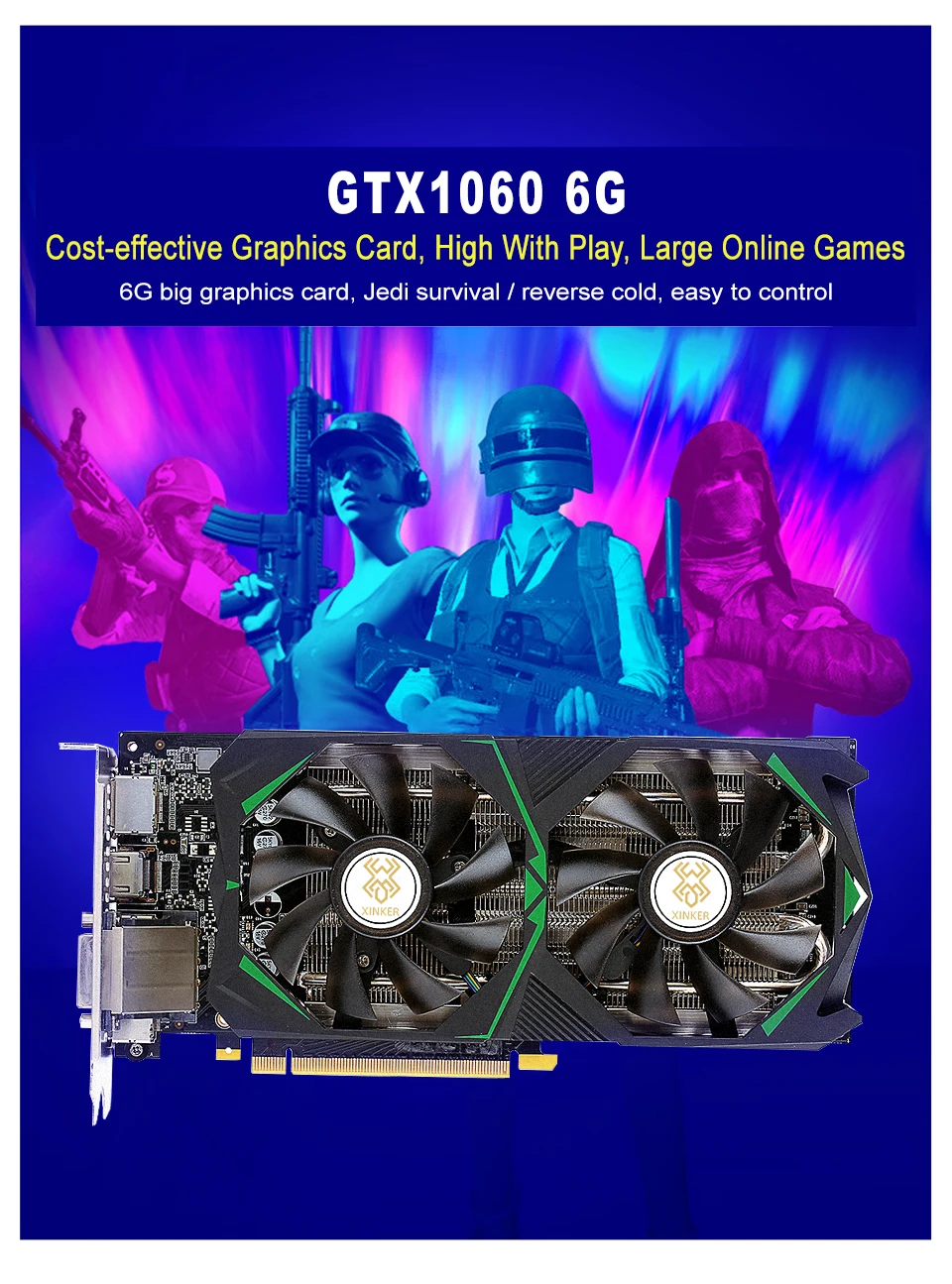 Для видеокарты NVIDIA GeForce GTX1060 6 ГБ GDDR5 192Bit PCI-E 3,0 1506 МГц с разъемом HDMI DP DVI-D