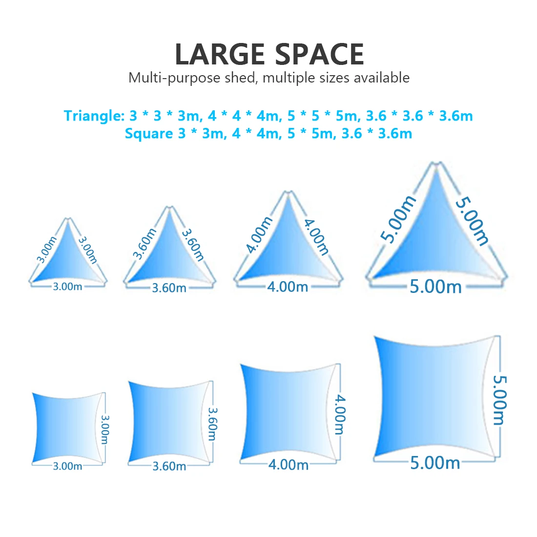 HDPE Anti-UV Waterproof Sun Shelter Sunshade Protection Outdoor Canopy Garden Patio Pool Shade Sail Awning Camping Picnic Tent | Дом и сад