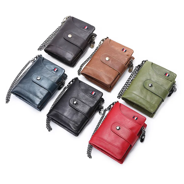 New Genuine Leather Men's Short Wallet Fashion Business Multi-card Bag Zipper Coin Purse Men's Card Bag Business Gifts