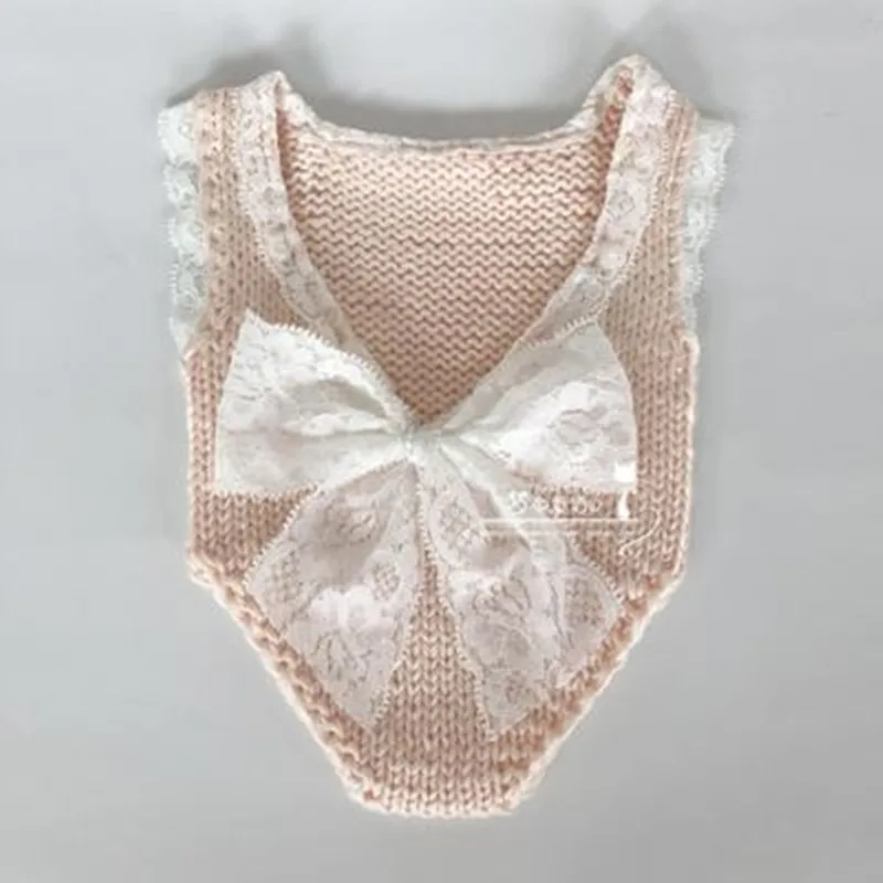 Mono de encaje de punto de ganchillo para reci&eacute;n nacido, ropa, pelele, accesorios de fotograf&iacute;a Infantil para sesi&oacute;n de estudio, accesorios de fotograf&iacute;a para beb&eacute;-2
