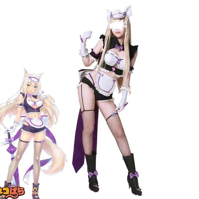 

Костюм для косплея Nekopara гонки королевы кокосовый костюм горничной платье кошки Neko сексуальный женский костюм топ брюки полный комплект
