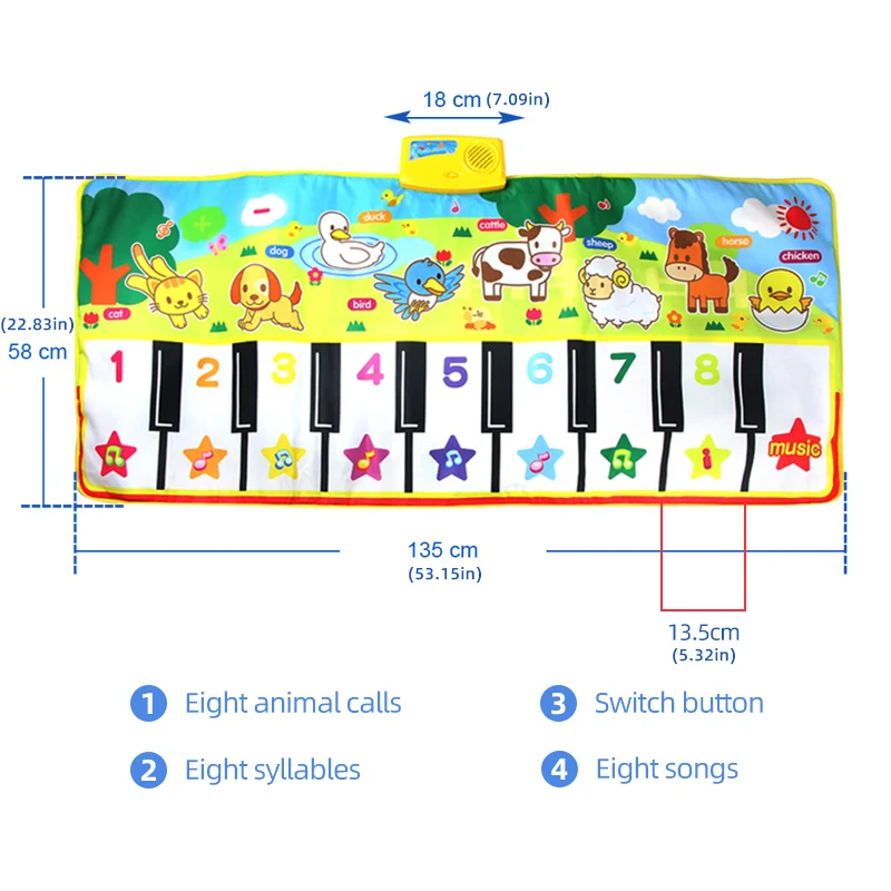 Детские игрушки 135*58 см детские музыкальные коврики электронные подарок для
