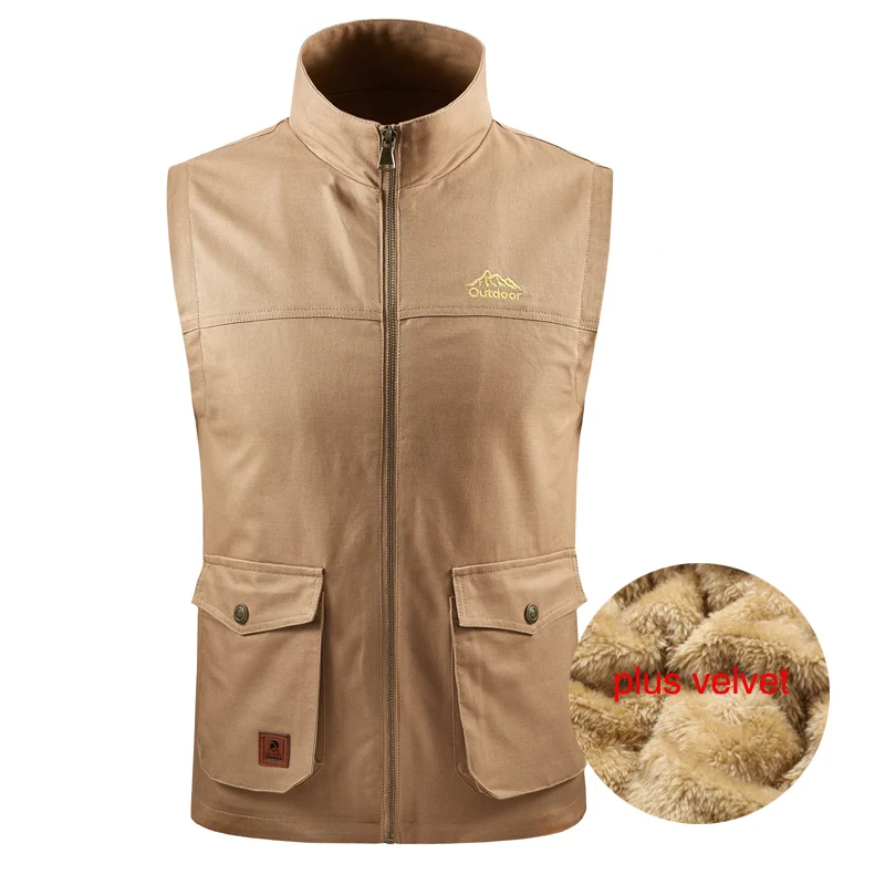 

Осенне-зимний мужской жилет Мужской Хлопковый толстый теплый жилет плюс бархатные теплые мягкие жилетки Мужская ветрозащитная куртка без ...