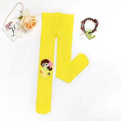 Yellow Новинка; милые колготки для девочек с героями мультфильмов; сезон весна-осень; детские колготки в балетном стиле; мягкие бархатные колготки для танцев; колготки для девочек; чулки; От 3 до 16 лет - Цвет: Yellow