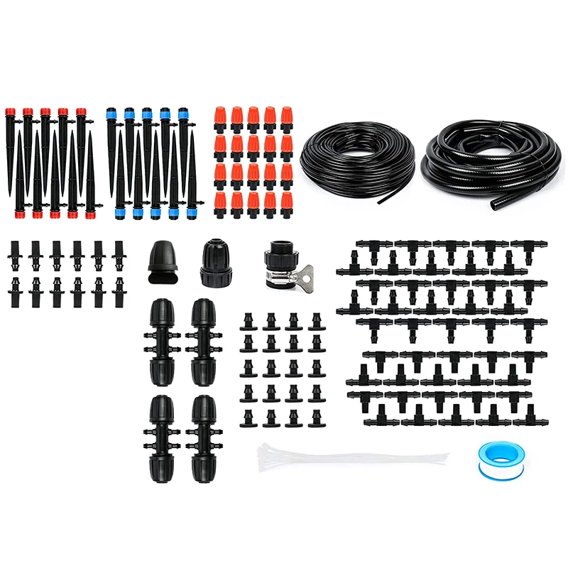 

Greenhouse Drip Irrigation Kit Automatic Patio Misting Plant Watering System Emitters Sprinkler Barbed Fittings