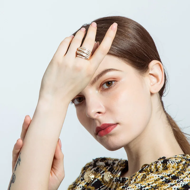 распродажа новый уникальный циркон золото кольцо рок мужской женский стимпанк