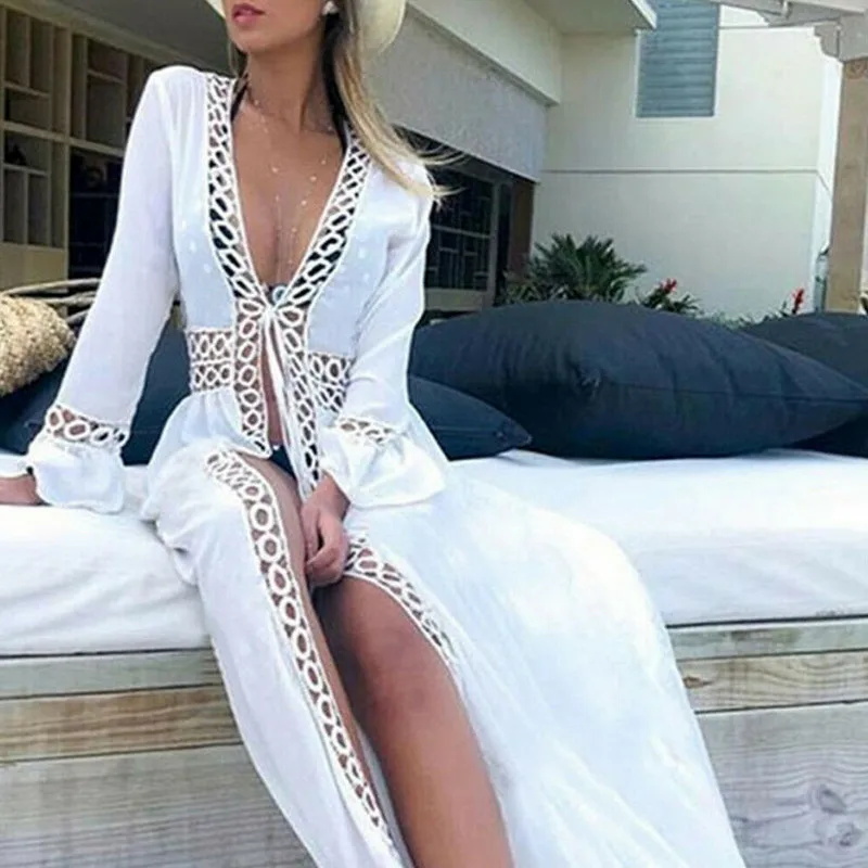 Женское хлопковое кимоно пляжный кардиган накидка на бикини летняя повседневная