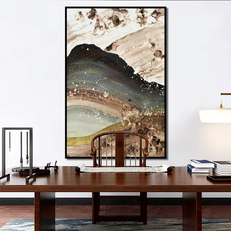 Пейзаж великолепные речные горы постер настенная Картина на холсте картина в - Фото №1