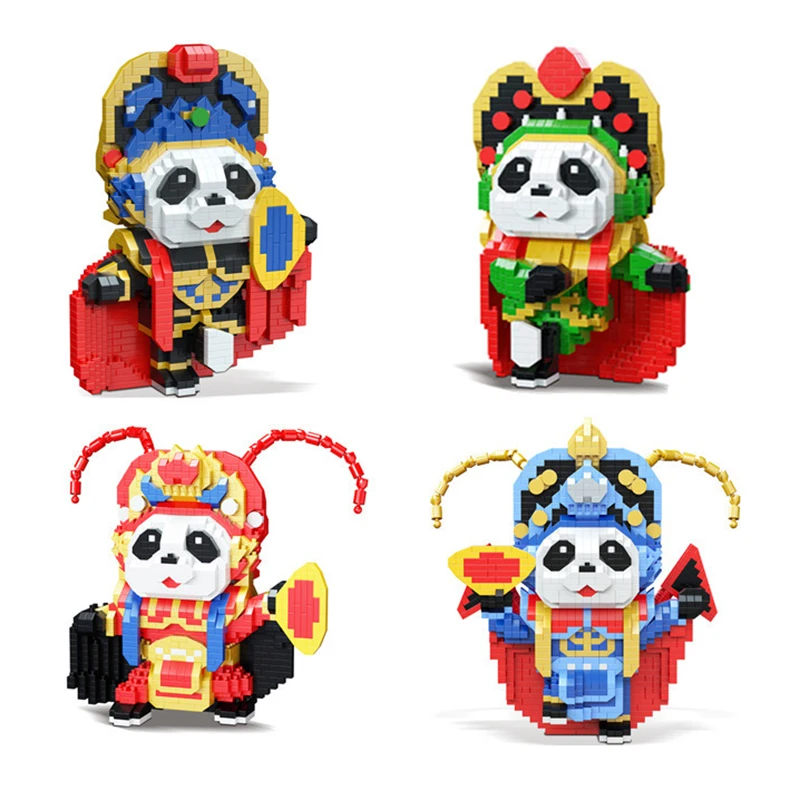 

Cartoon Doll Sichuan Opera Face-changing Panda Model Building Blocks DIY Animal Cross-dressing Assembling Brick Children's Toys