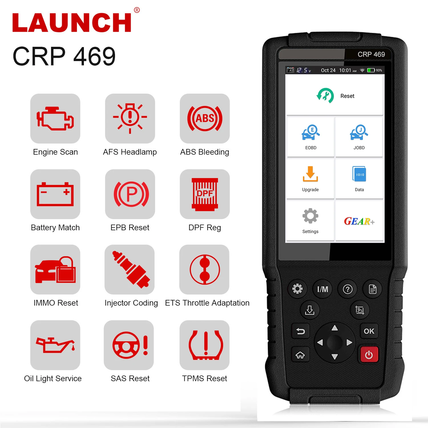 Launch X431 CRP469 OBD2 сканер автомобильный диагностический инструмент считывание чистого кода неисправности ABS EPB DPF TPMS Сброс для JOBD двигателя диагностический инструмент