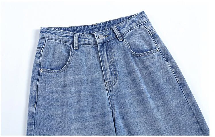 #3168 Spring Autumn Korean Style Loose Wide Leg Jeans Women High Waisted Casual Straight Femme Ladies Denim | Женская одежда