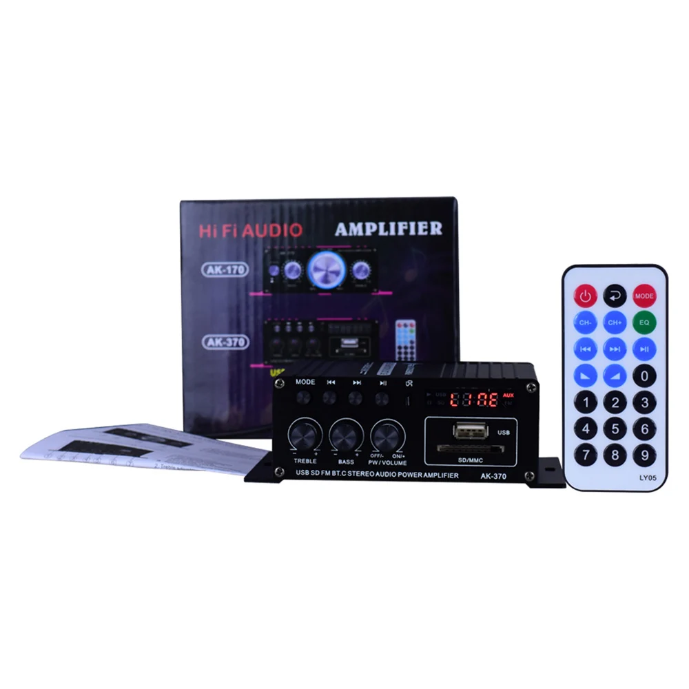 Цифровой усилитель мощности AK370 2 0 каналов Bluetooth 200 + 20 Вт мини Hi Fi стерео аудио