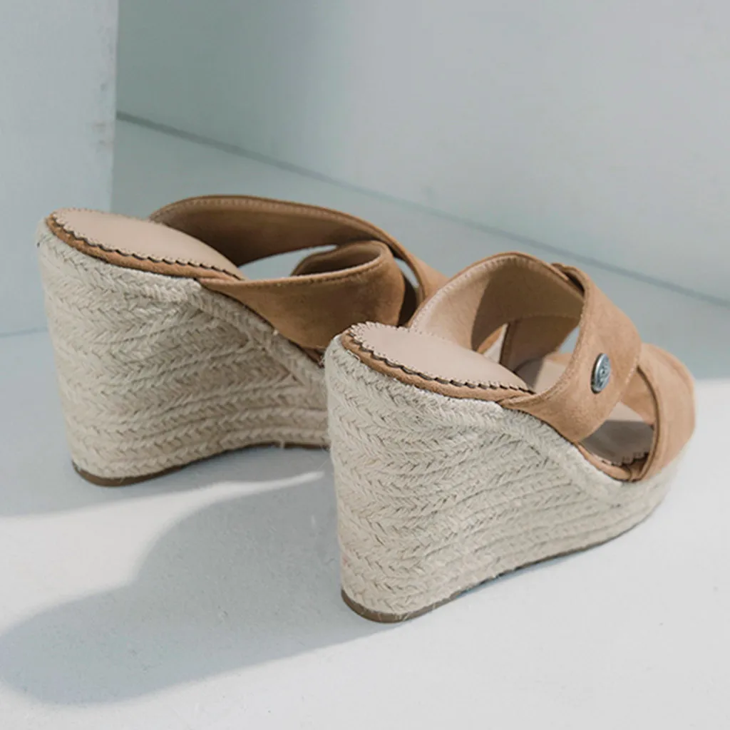 Новинка Летние женские шлепанцы Модные туфли на танкетке для отдыха Женские