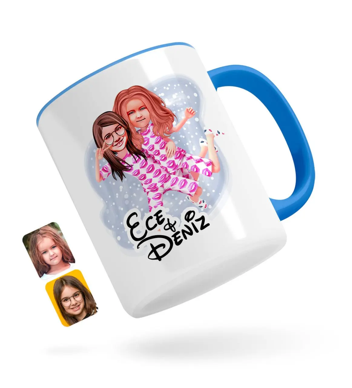 

Персонализированные сестры карикатура синего кружка Bardak-1