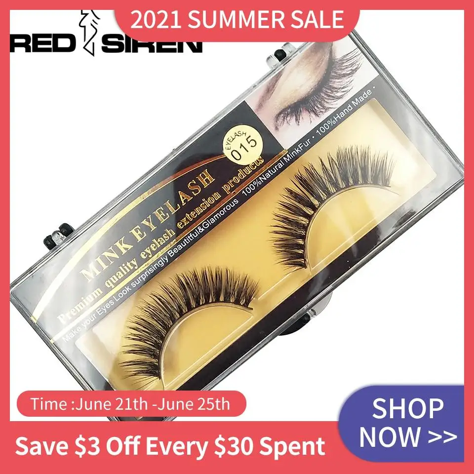 Красная сирена естественных ресниц прижатием 100% из меха норки накладные ресницы