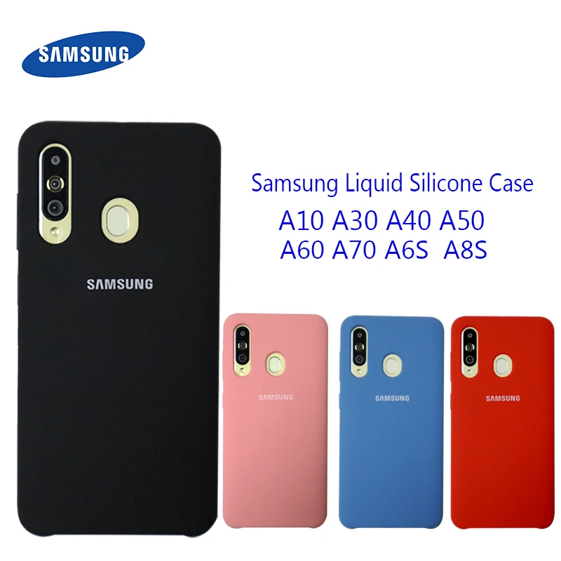 Чехол для samsung Galaxy A10 A30 A40 A50 A60 A70 A8S, жидкий силиконовый чехол, шелковистый мягкий на ощупь защитный чехол для задней панели