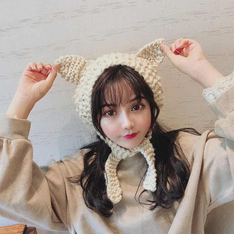Новинка 2019 года женская шапка в Корейском стиле для девочек/детей милый вязаный