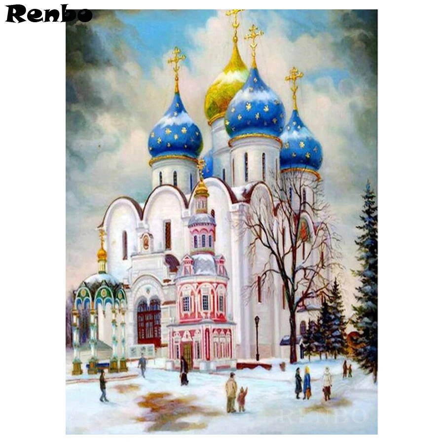 

Diamond Painting Religious Building Christian Church Diamond Embroidery Needlework Full Square Mosaic Diamond Cross Stitch
