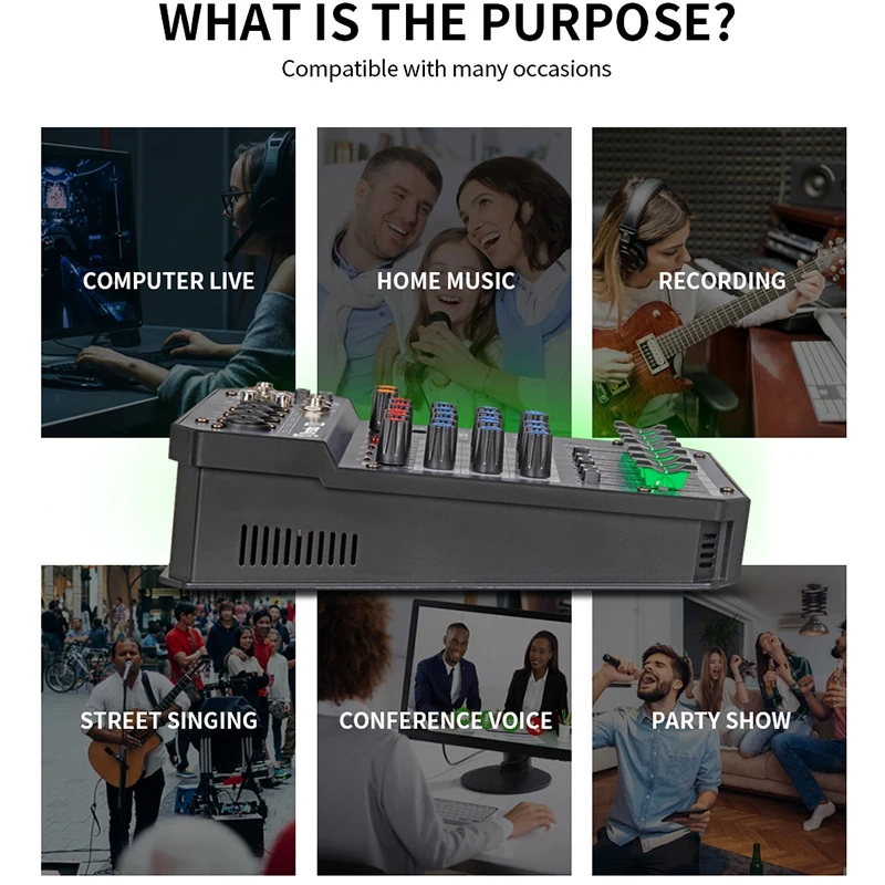 

X4 Channel Protable Digital o Mixer Console with DSP Effect Sound Card,Bluetooth, USB, for DJ PC Recording EU Plug