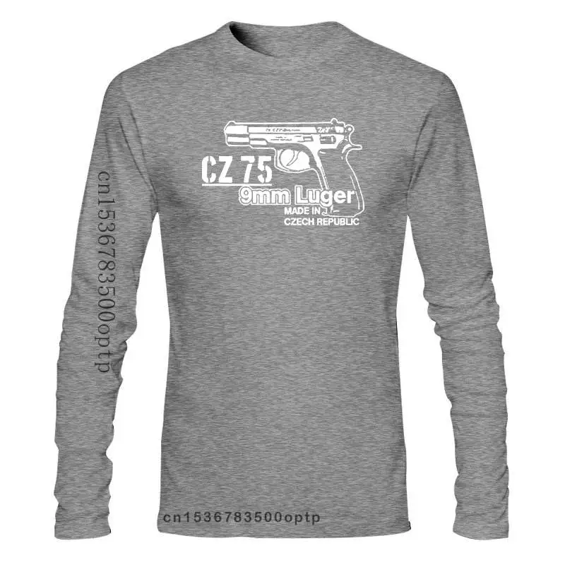 

New 2021 Hot Sale Fashion Cz 75 9mm Luger Weapon Sniper Czech Handgun Automatic Military Gun Tee Shirt Black T Shirt