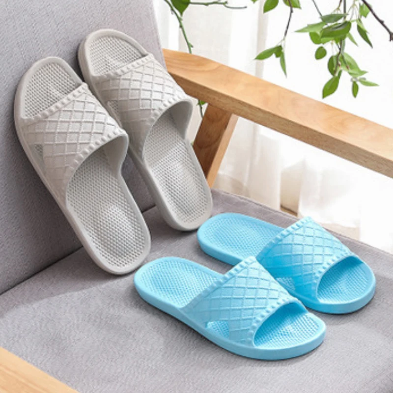

Slippers Women Indoor Light Weight Hotel Bathing Slippers Gingham Solid Color Summer Shoes Woman Flat Soft Slippers