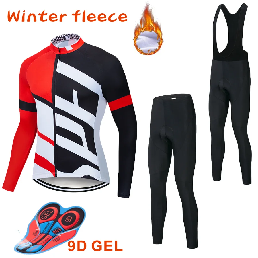 Профессиональная команда Зимняя Теплая Флисовая одежда для велоспорта Мужской