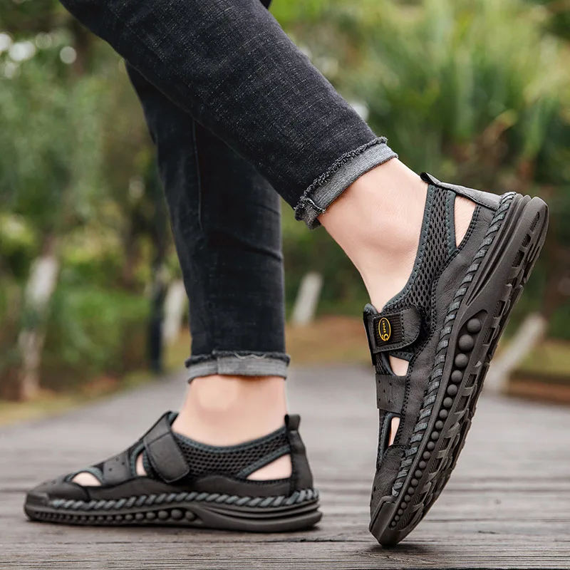 Сандалии мужские сетчатые ручной работы дышащие удобные кроссовки Уличная обувь