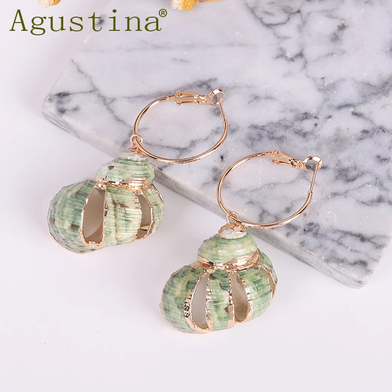 Женские серьги подвески в стиле бохо модные маленькие с натуральным корпусом