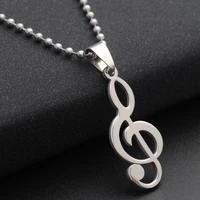 30 stainless steel clef note music singer symbol pendant necklace logo musical emblem talisman charm notation sign jewelry