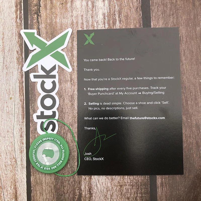 1sets Lot  Chip induction2020 StockX Tag Green Circular Tag Rcode Stickers Flyer Plastic Shoe Buckle Verified X Authentic Tag