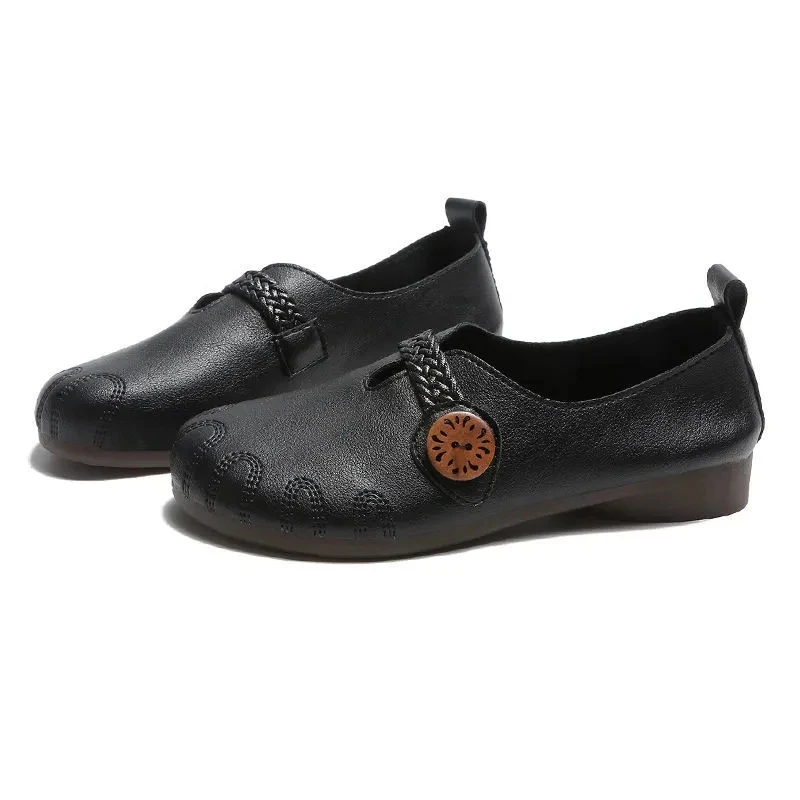

Summer Women's Soft Leather Flats Casual Shoes Oxford Non-slip Mother Outdoor Walking Flat Shoes