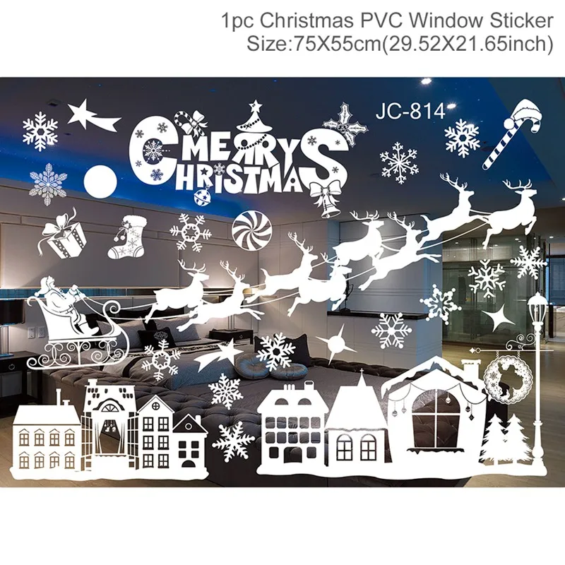 Window sticker 6 Новогодние наклейки на окно веселого Рождества Декор для дома Санта Клаус Наклейка на стену Рождественский орнамент Рождественский год подарки - Цвет: Window sticker 6