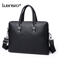 luensro 100 natural cowskin men briefcase genuine leather mens briefcase 14 inch laptop bag male business leather handbag men
