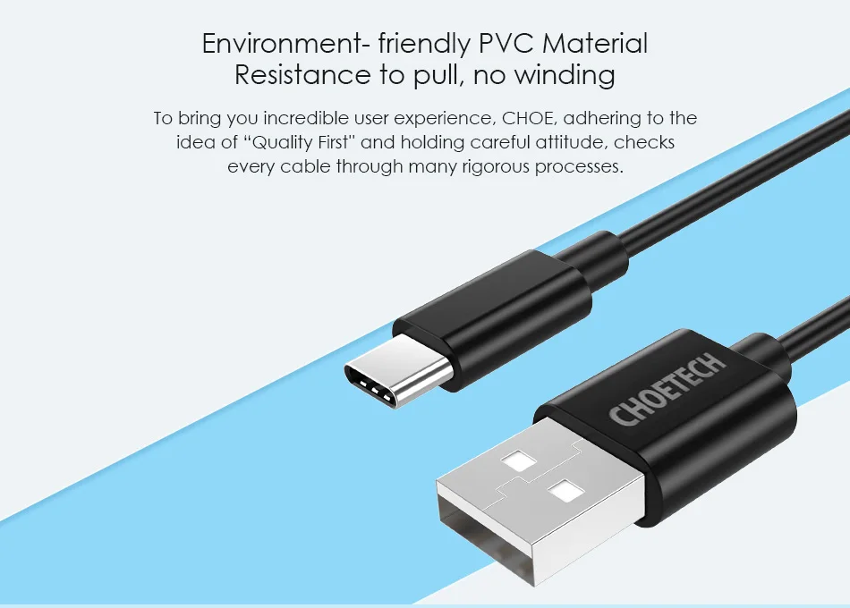 CHOETECH usb type-C кабель USB C к USB кабель передачи данных для быстрой зарядки для samsung S8 type-C USB-C кабели для мобильных телефонов для Xiaomi Mi5