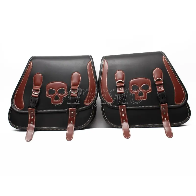 Пара мотоциклетных боковых седловых сумок Сумки из искусственной кожи с черепом