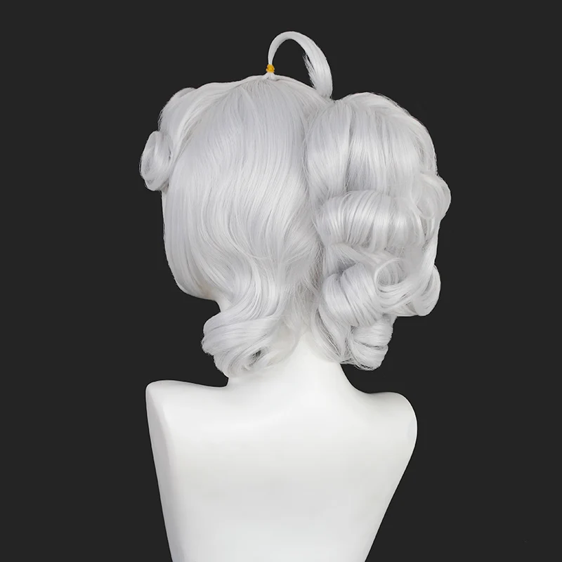 Helltaker Pandemonica short White Curly Hair Cosplay Halloween Party Heat Resistant Synthetic Wig + Free Cap |