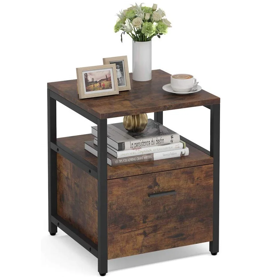 Промышленная тумбочка Tribesigns с выдвижным ящиком боковой столик для небольших